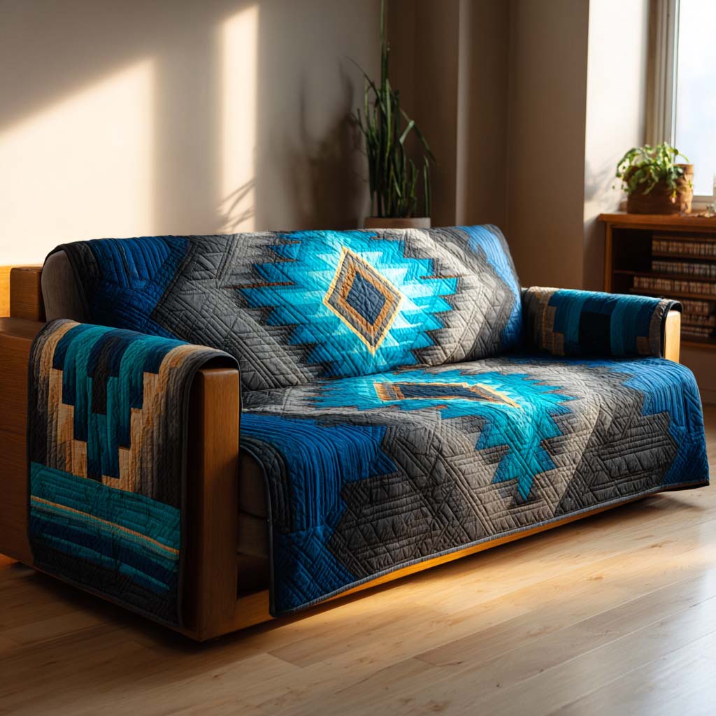 Sapphire Mesa Quilted Sofa Cover Cute Home Room Decor Best Room Decor Gifts - Tradiviet