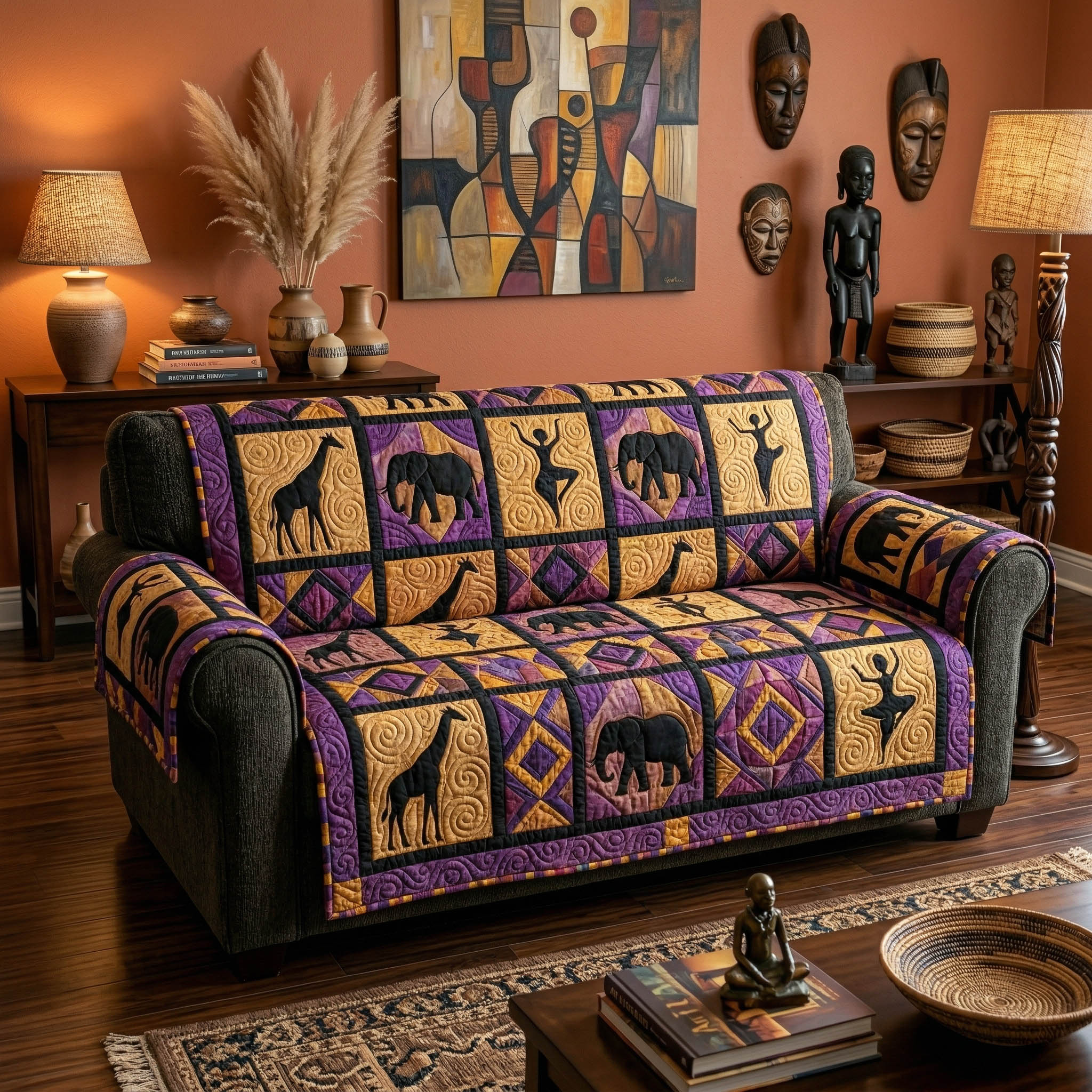 Savannah Sunset Quilted Sofa Cover Seasonal Home Room Decor Gift For Sunset Lover - Tradiviet