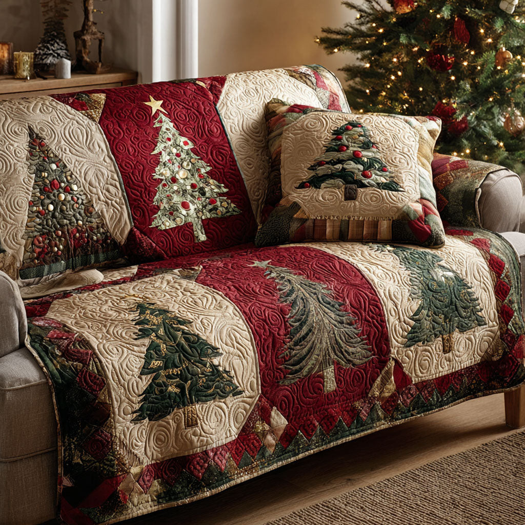 Scarlet Evergreen Quilted Sofa Cover Christmas Sofa Covers Christmas Ideas For Family - Tradiviet