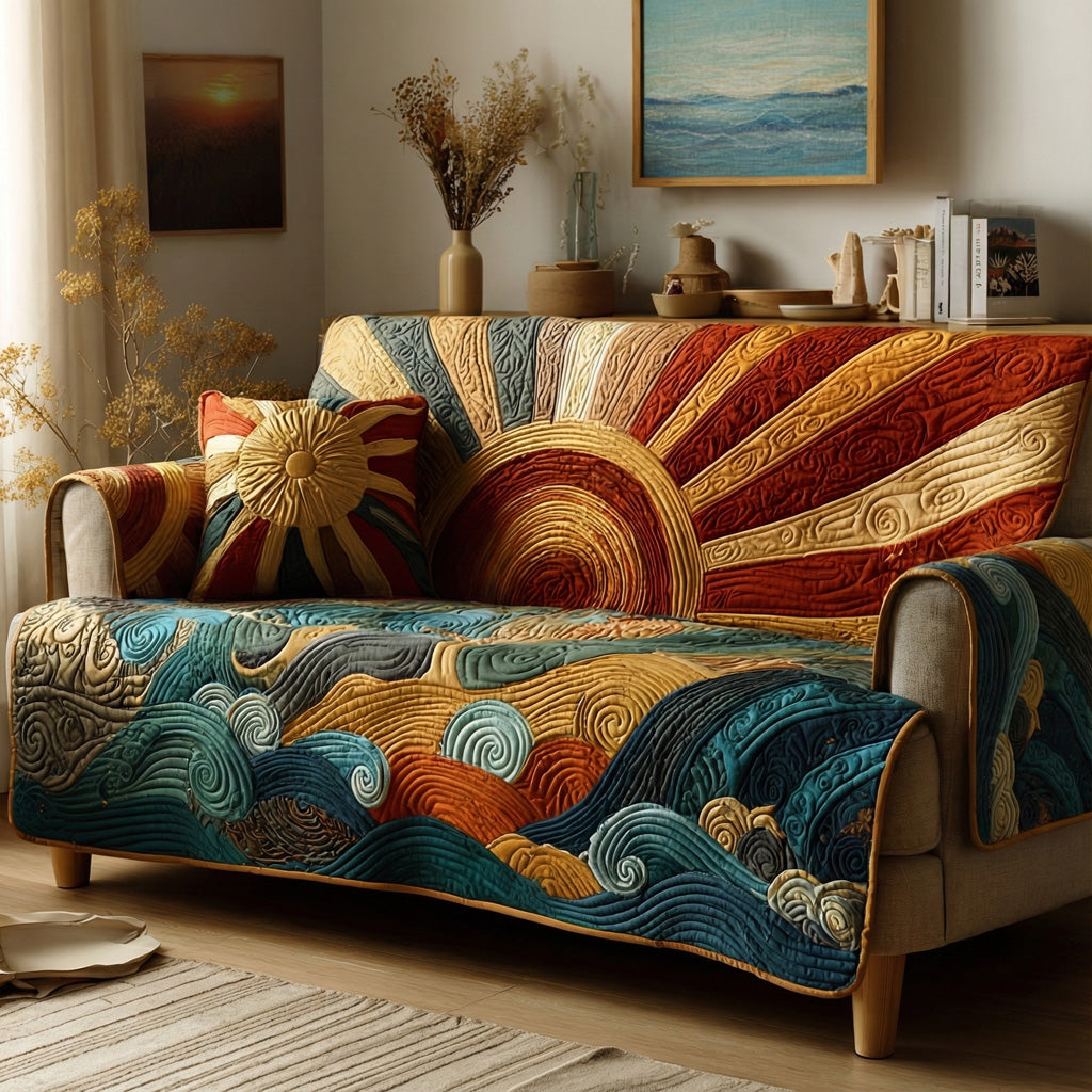 Scarlet Horizon Quilted Sofa Cover Simple Room Decor Gift For Home Lover - Tradiviet