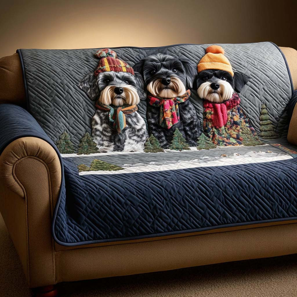 Schnauzer Charm Quilted Sofa Cover Christmas Sofa Cover Christmas Gift Ideas - Tradiviet