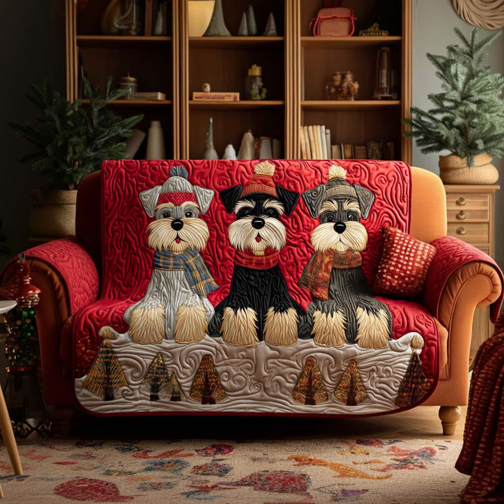 Schnauzer Noel Quilted Sofa Cover Christmas Decor Awesome Christmas Gifts - Tradiviet