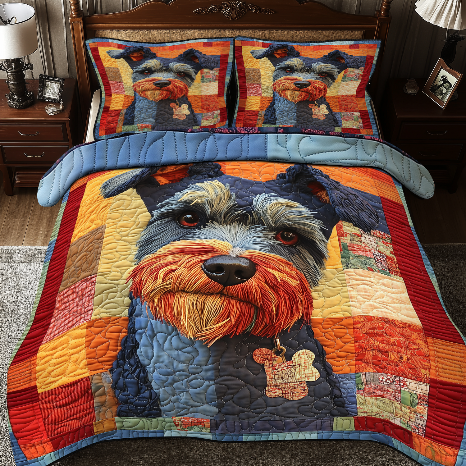 Schnauzer Quilted Bedding Set Schnauzer Home Haven Gift For Schnauzer Mom - Tradiviet