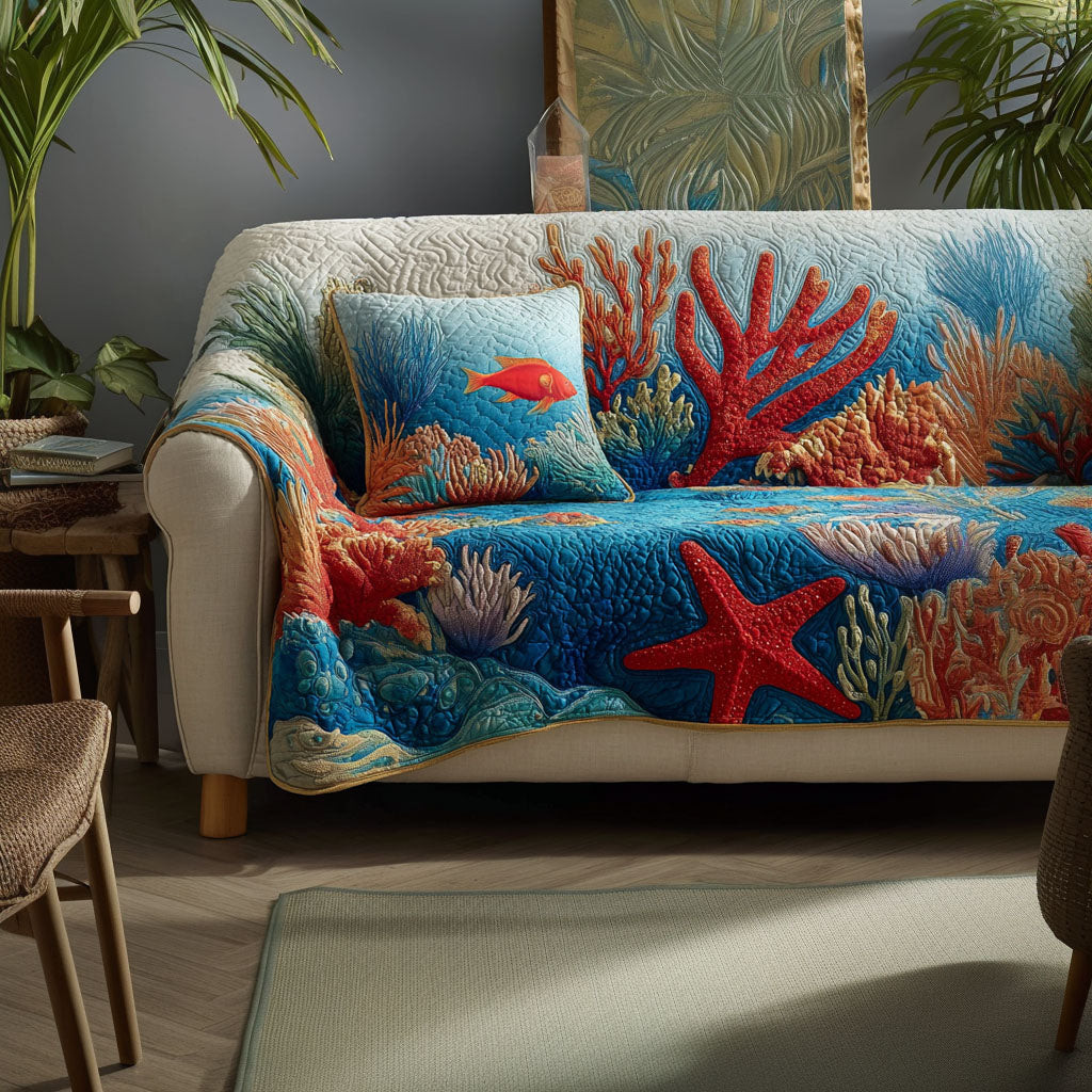 Sea Breeze Quilted Sofa Cover Home Decorattions Unique Gifts For Ocean Lovers - Tradiviet