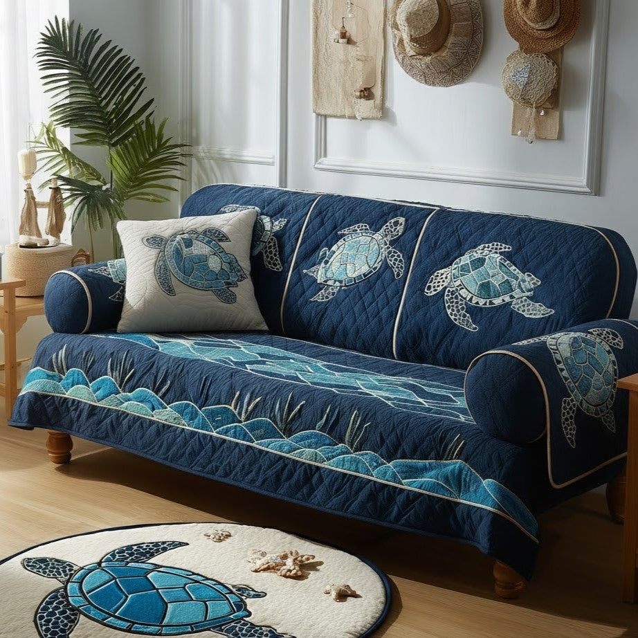 Sea Drifter Quilted Sofa Cover Home Decorattions Sea Turtle Gift Ideas - Tradiviet