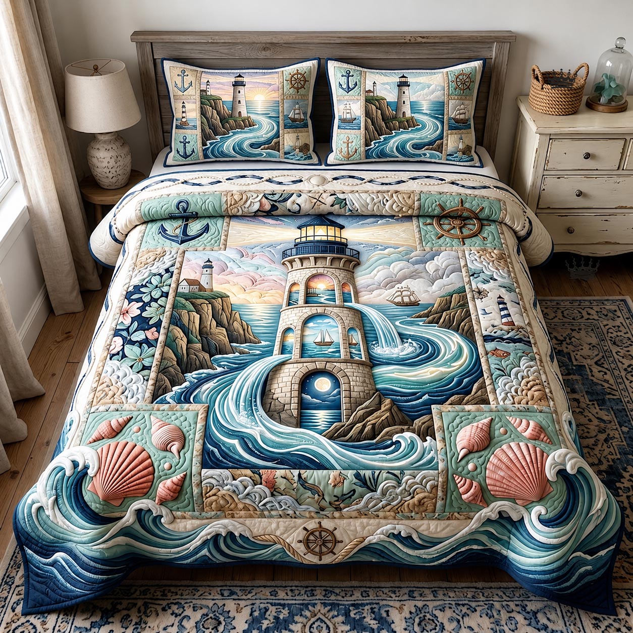 Sea Escape Quilted Bedding Set Sea Escape Bedroom Gift For Escape Friends - Tradiviet