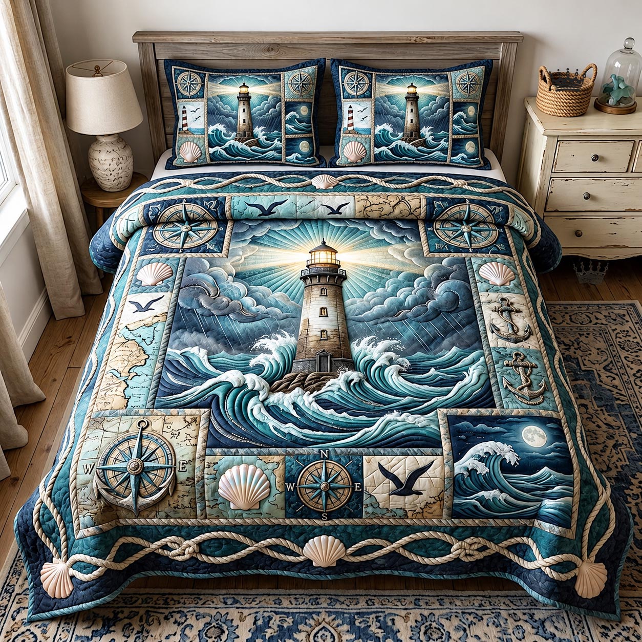 Sea Escape Quilted Bedding Set Sea Escape Haven Gift For Sea Friends - Tradiviet