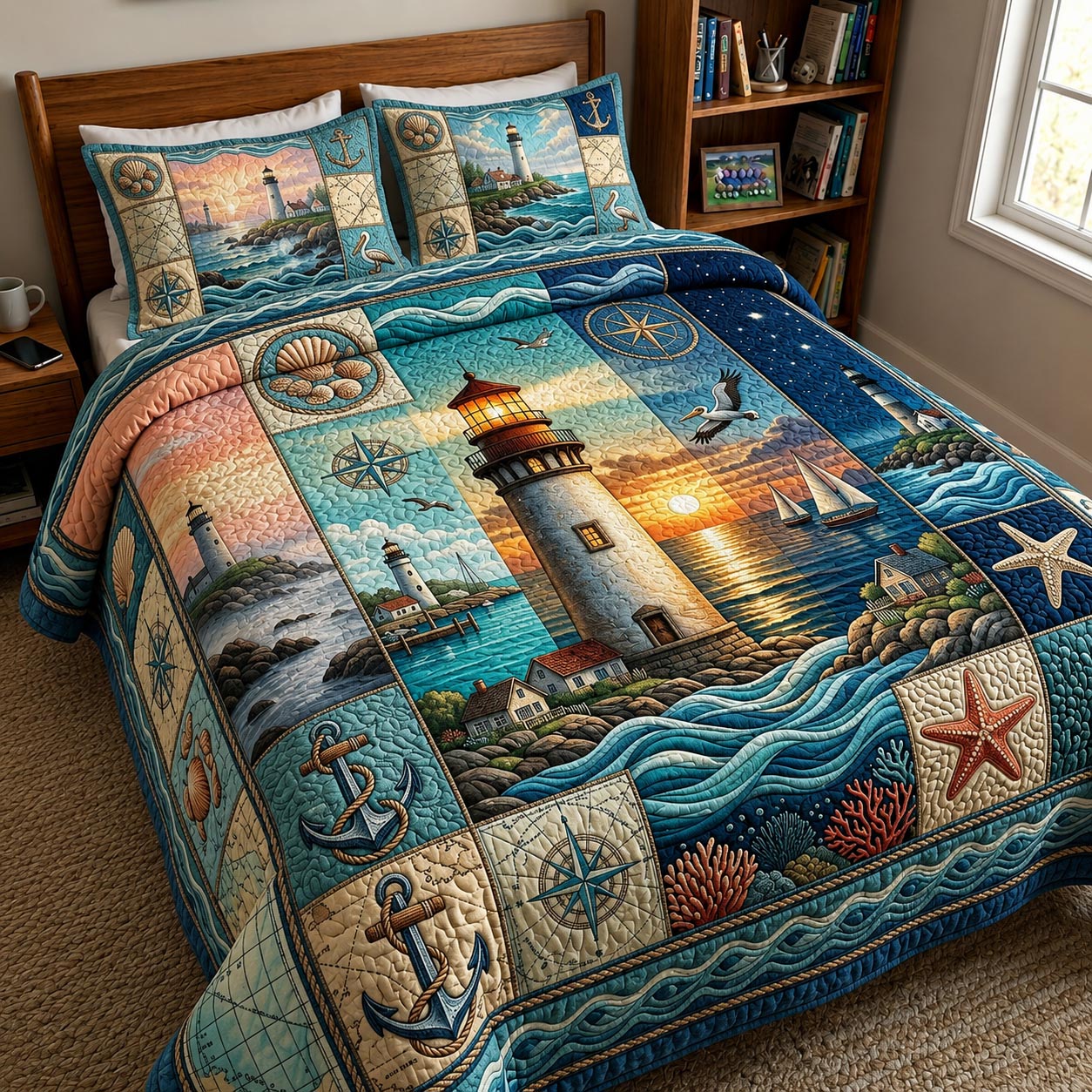 Sea Escape Quilted Bedding Set Sea Escape Path Gift For Escape - Tradiviet