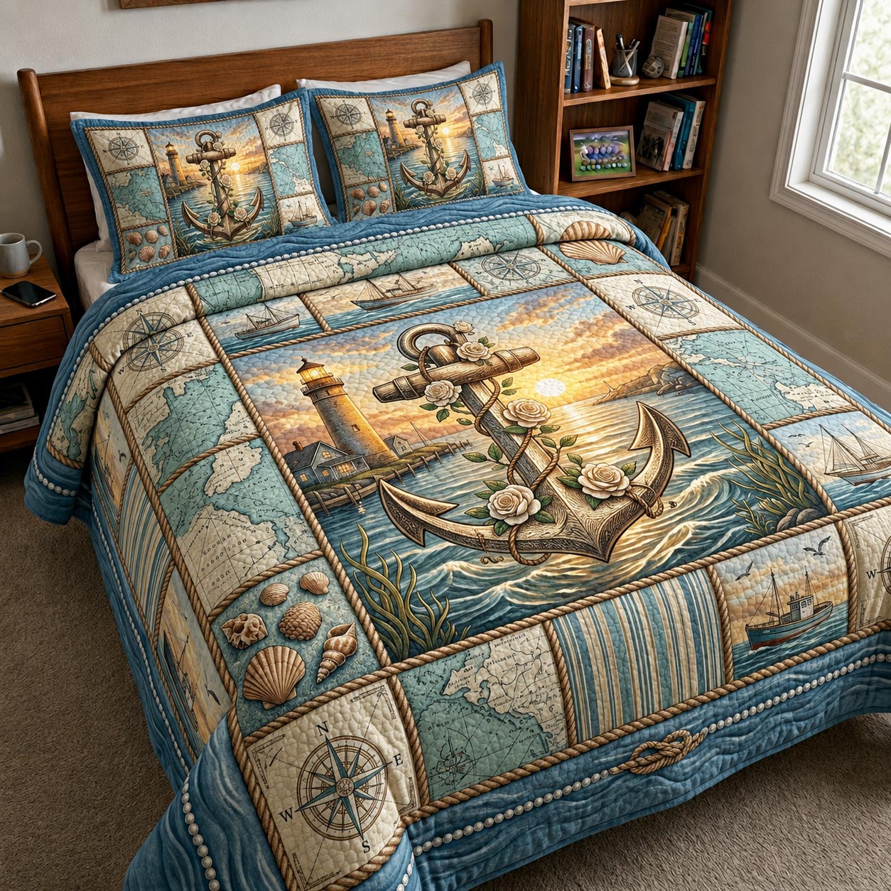 Sea Escape Quilted Bedding Set Sea Escape Pattern Gift For Escape Fans - Tradiviet