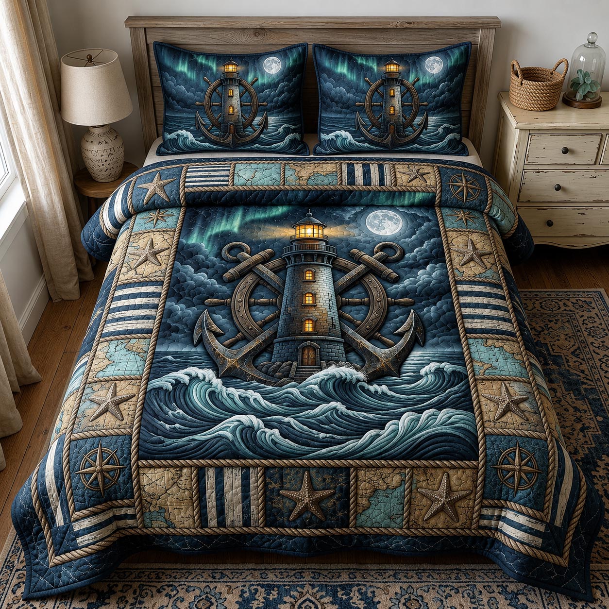 Sea Escape Quilted Bedding Set Sea Escape Starlight Gift For Escape Lovers - Tradiviet
