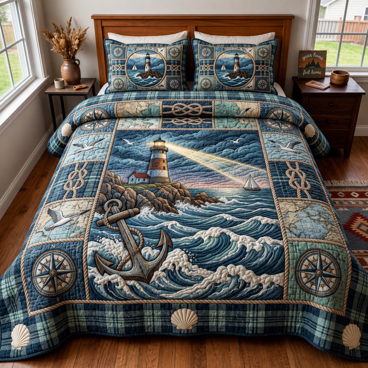 Sea Escape Quilted Bedding Set Sea Escape Style Gift For Sea Fans - Tradiviet