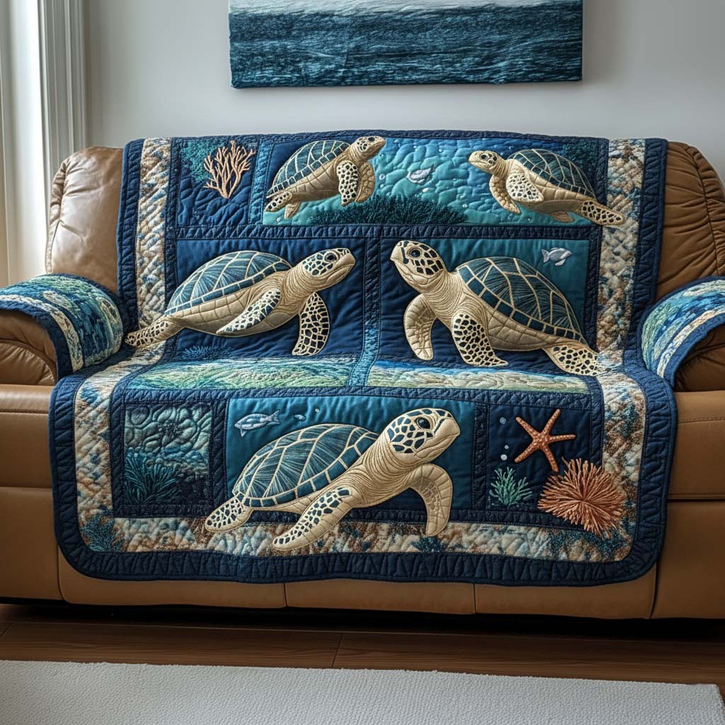 Sea Guardian Quilted Sofa Cover Wildlife Home Couch Cover Cozy Living Gift Ideas - Tradiviet