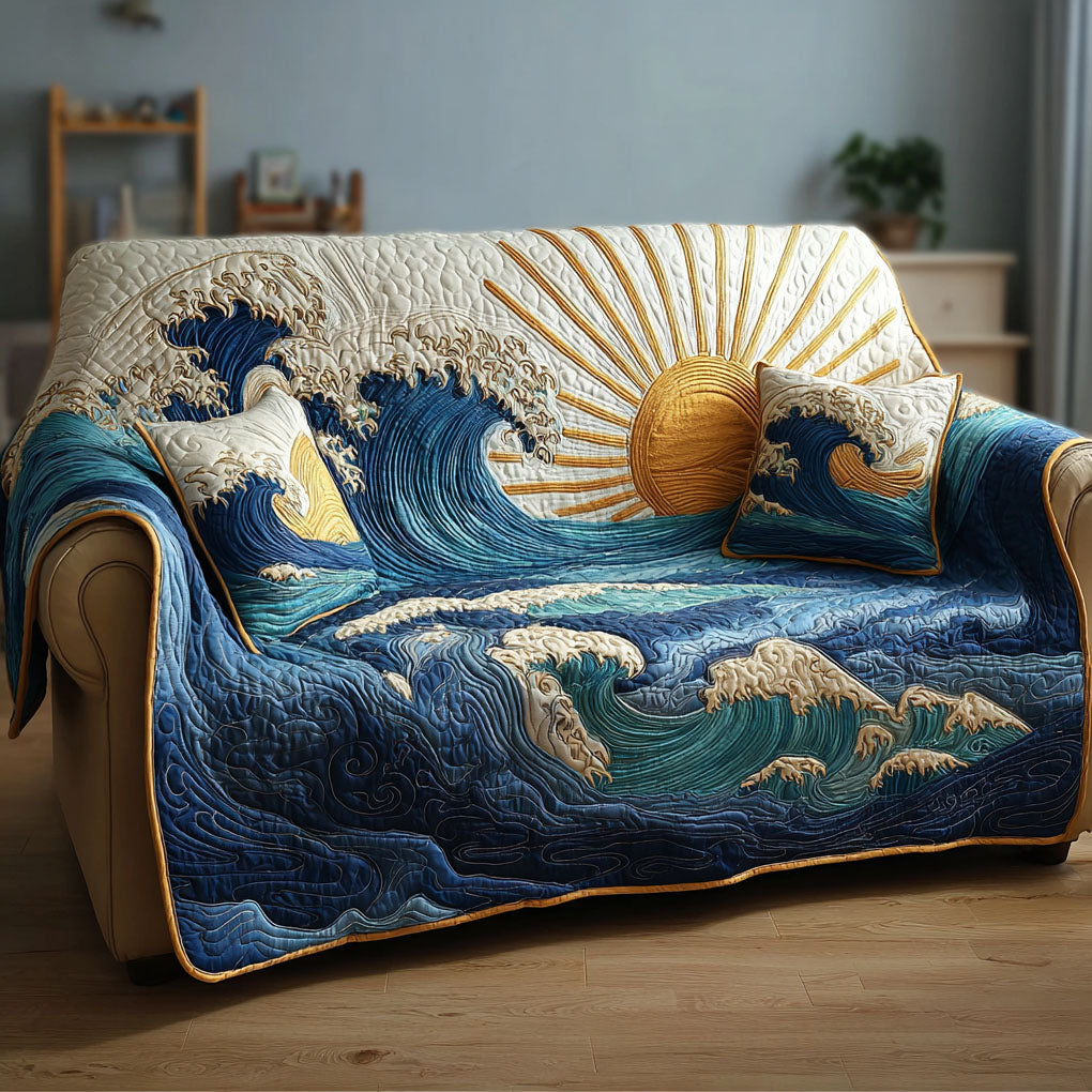 Sea Horizon Quilted Sofa Cover Warm Home Room Decor New Home Gift Ideas - Tradiviet