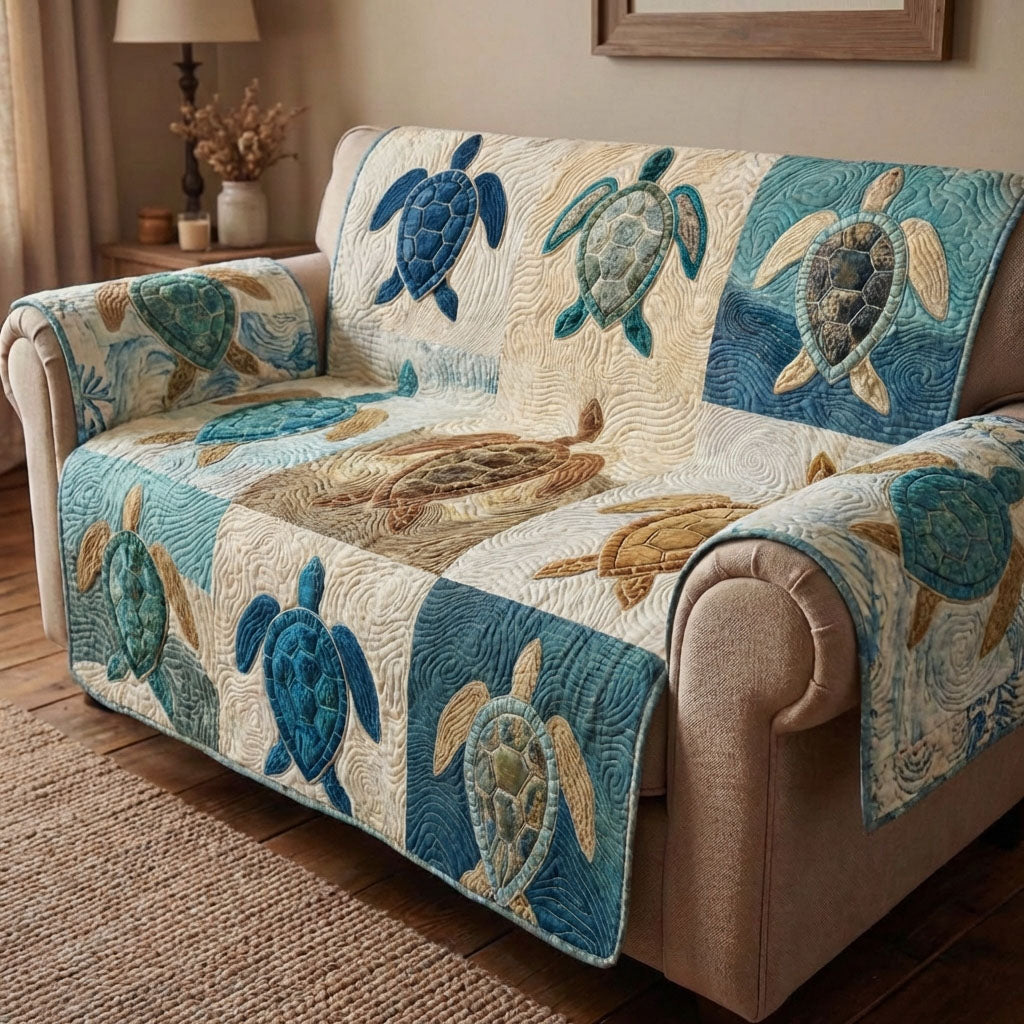 Sea Turtle Quilted Sofa Cover Cool Couch Slipcovers Sea Turtle Gift Ideas - Tradiviet