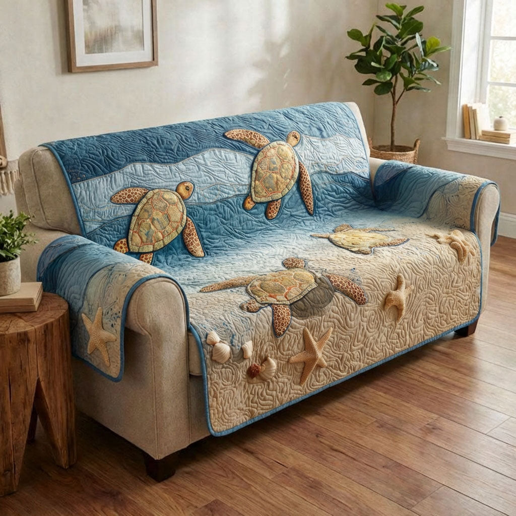 Sea Turtle Quilted Sofa Cover Home Decor Unique Gifts For Turtle Lovers - Tradiviet