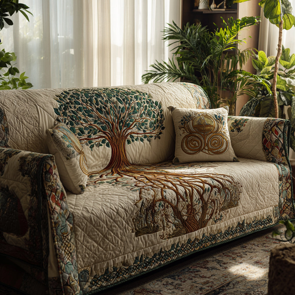 Seasons of Life Quilted Sofa Cover Indoor Home Room Decor Cozy Living Gift Ideas - Tradiviet