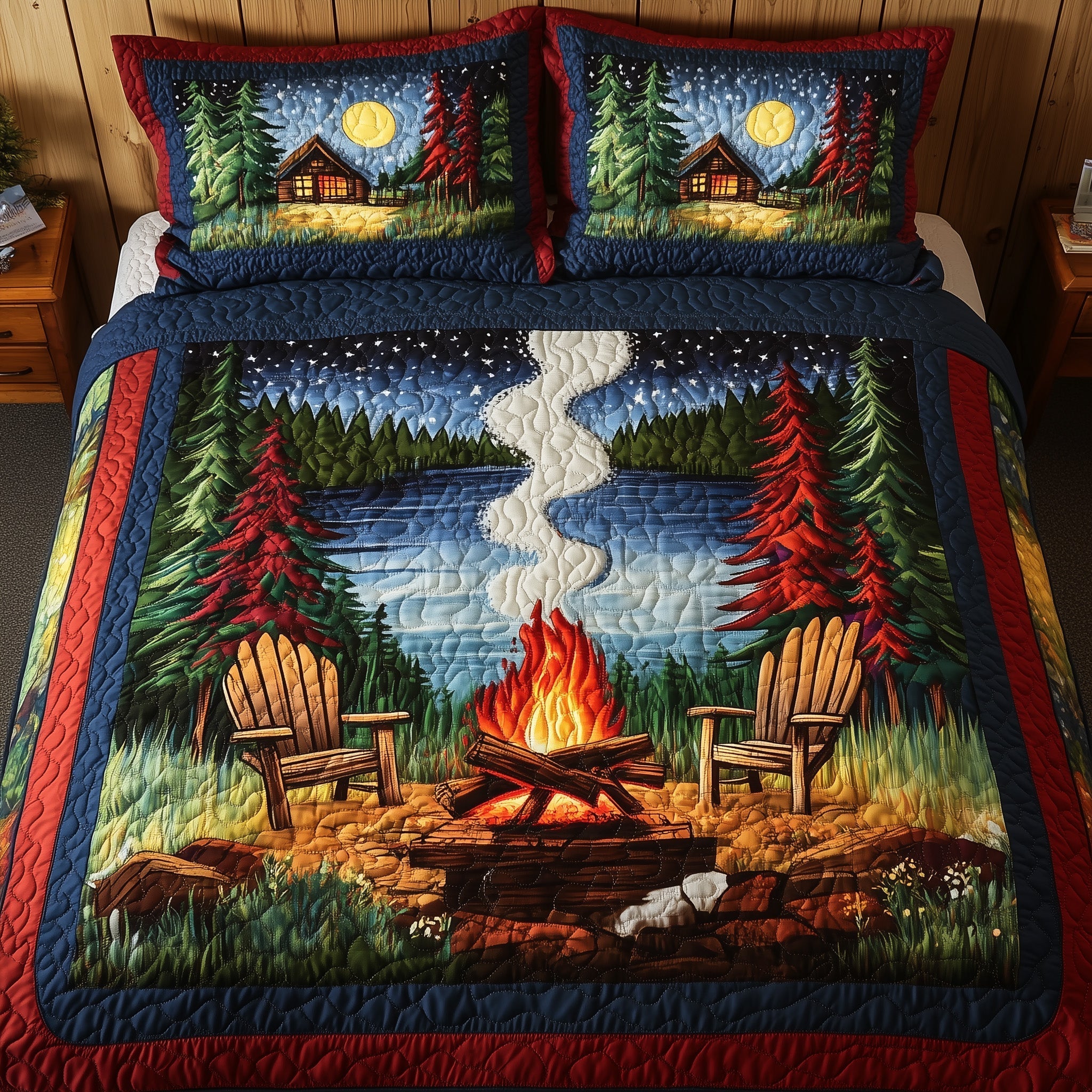 Serene Retreat Quilted Bedding Set Serene Retreat Lake Gift For Serene Lovers - Tradiviet