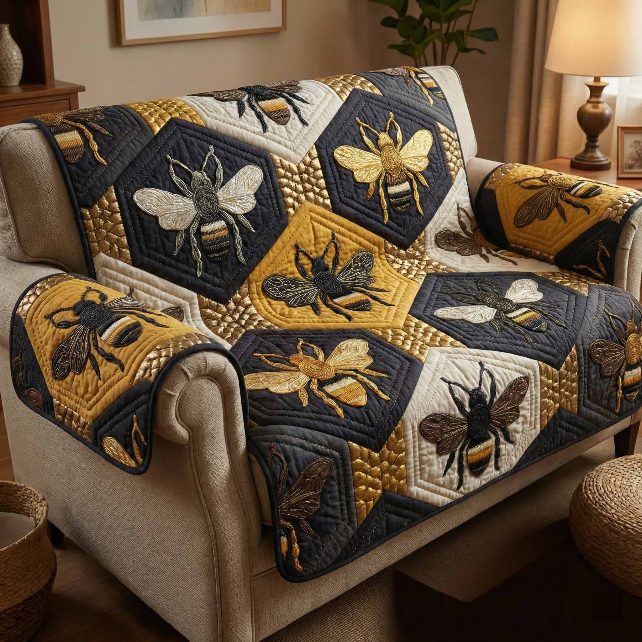 Shadow Swarm Quilted Sofa Cover Best Sofa Covers Gift Ideas For Bee Lovers - Tradiviet