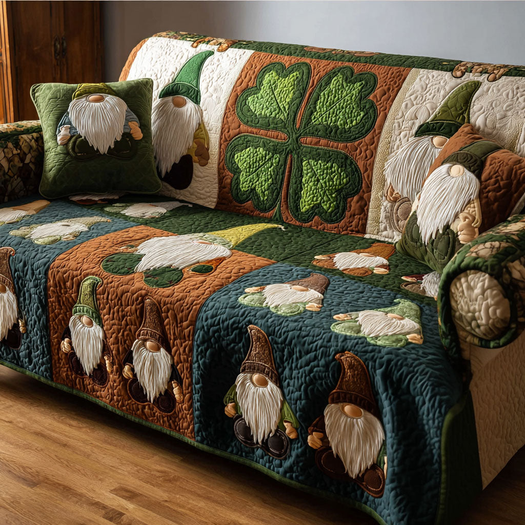 Shamrock Blessing Quilted Sofa Cover Cozy Room Decor Gifts For Room Decor - Tradiviet