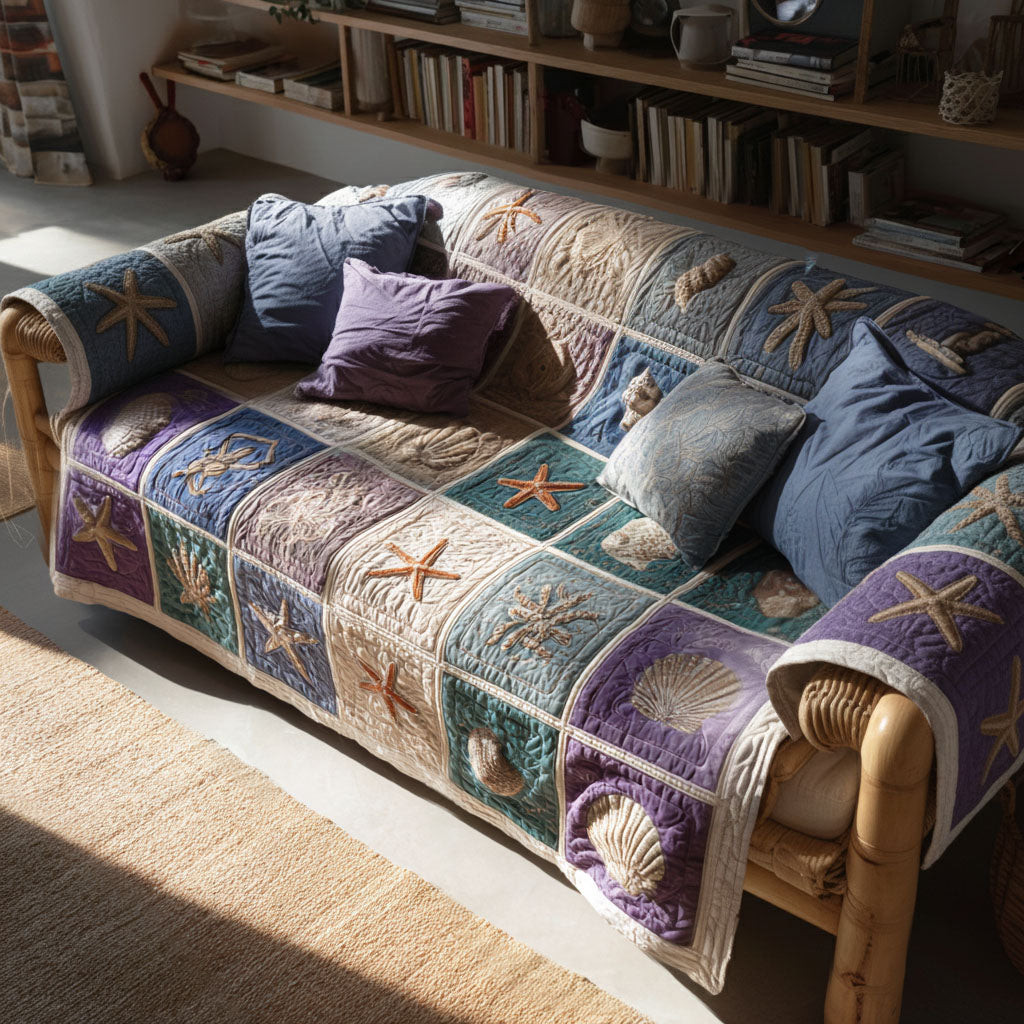 Shellsong Quilted Sofa Cover Good Sofa Covers Ocean Themed Presents - Tradiviet