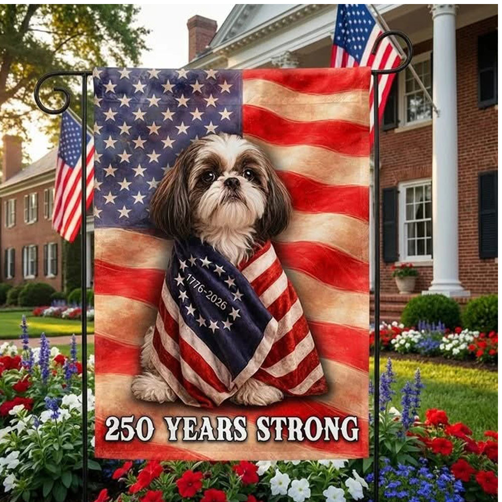 Shih Tzu 250 Years Strong Flag July 4 Apparel Gifts For Patriotic Dad - Tradiviet