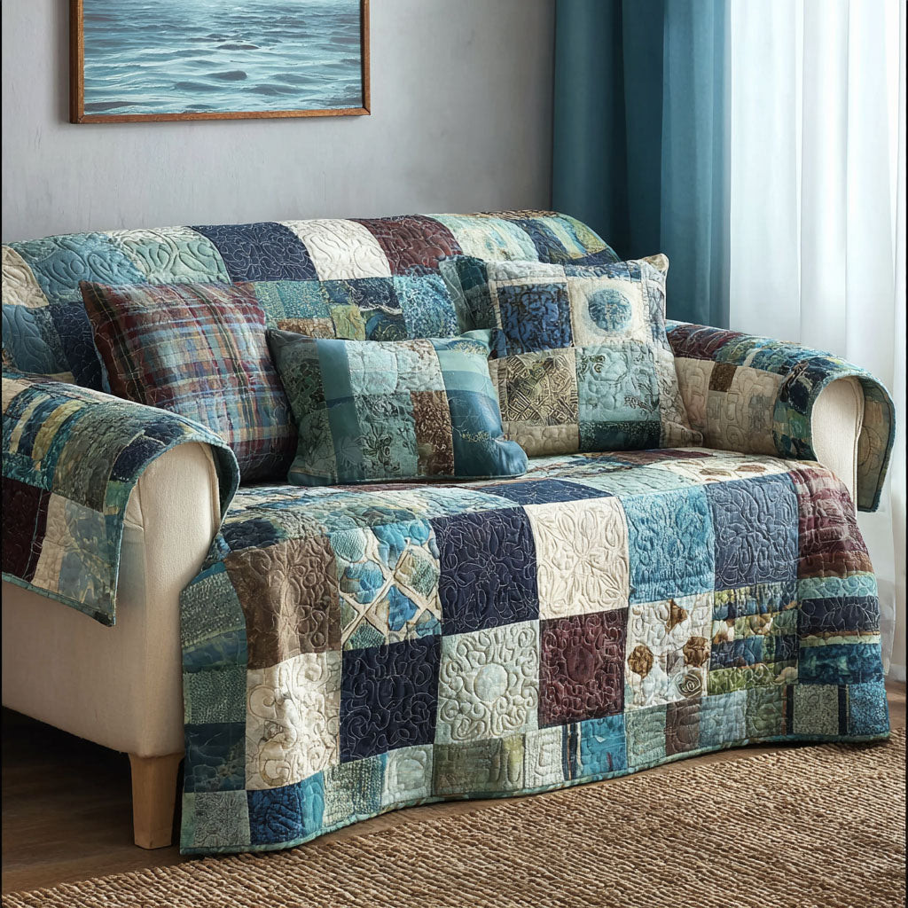 Shoreline Quilted Sofa Cover Couch Protector Best Gift For Beach Lover - Tradiviet