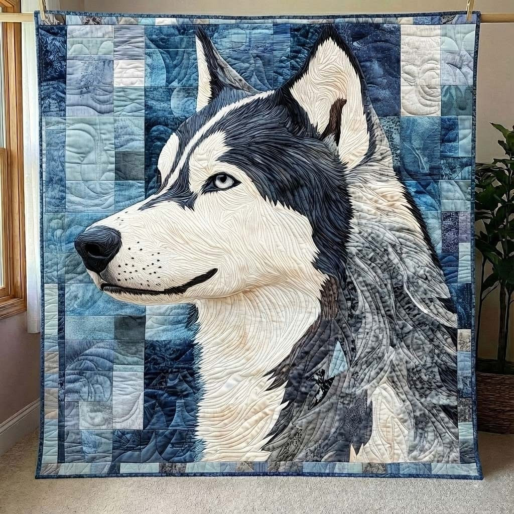 Siberian Husky Pride Quilted Blanket Cozy Pet Lovers Throw Blanket Gifts For Husky Owners - Tradiviet