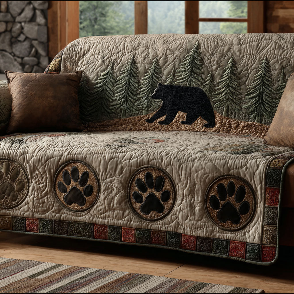 Silent Forest Bear Quilted Sofa Cover Home Room Decor Ideas Teddy Bear Gifts - Tradiviet