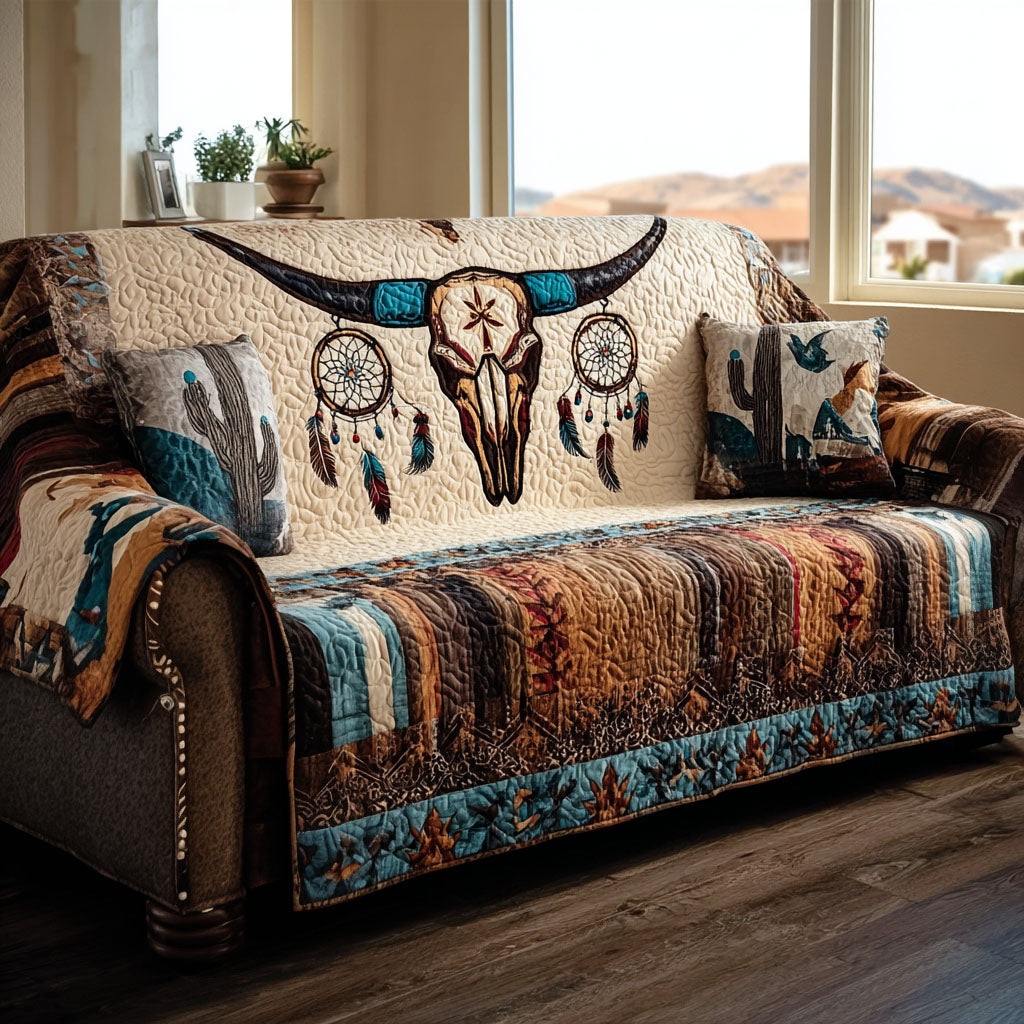 Silent Mesa Totem Quilted Sofa Cover Boho Room Decor Trendy Room Decor Gifts - Tradiviet