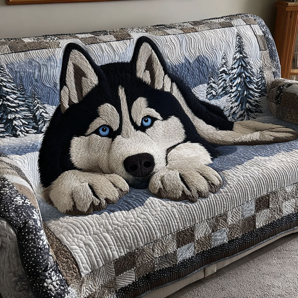 Silent Snow Watcher Quilted Sofa Cover Creative Home Room Decor New Home Gift Ideas - Tradiviet