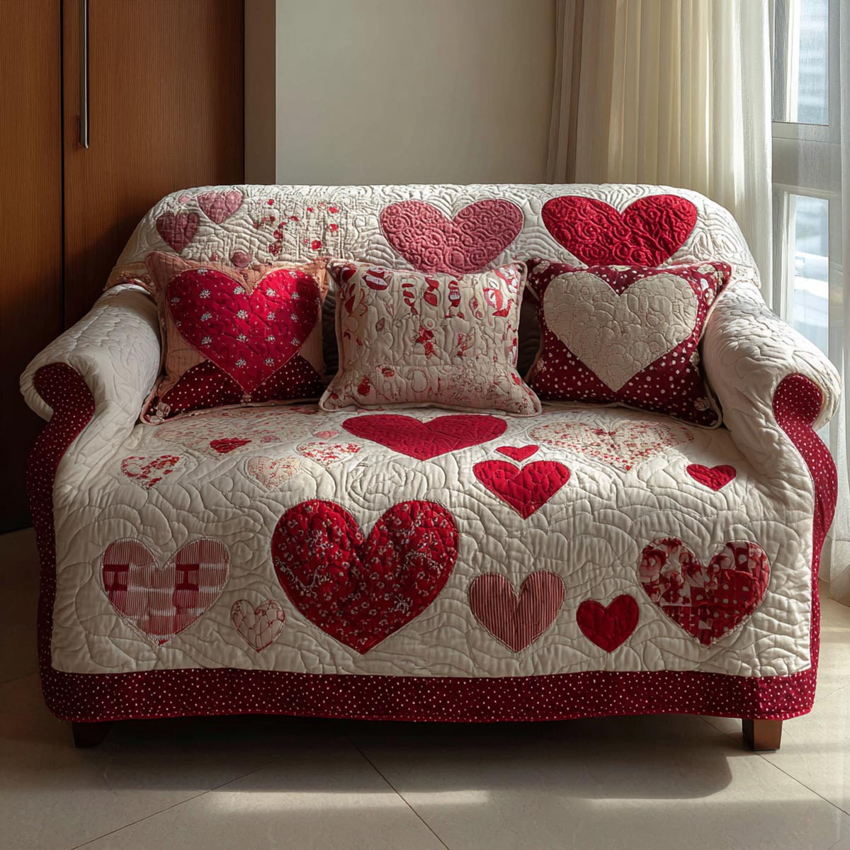 Simple Love Quilted Sofa Cover Sofa And Seat Covers Valentine Day Gift Ideas For Relatives - Tradiviet