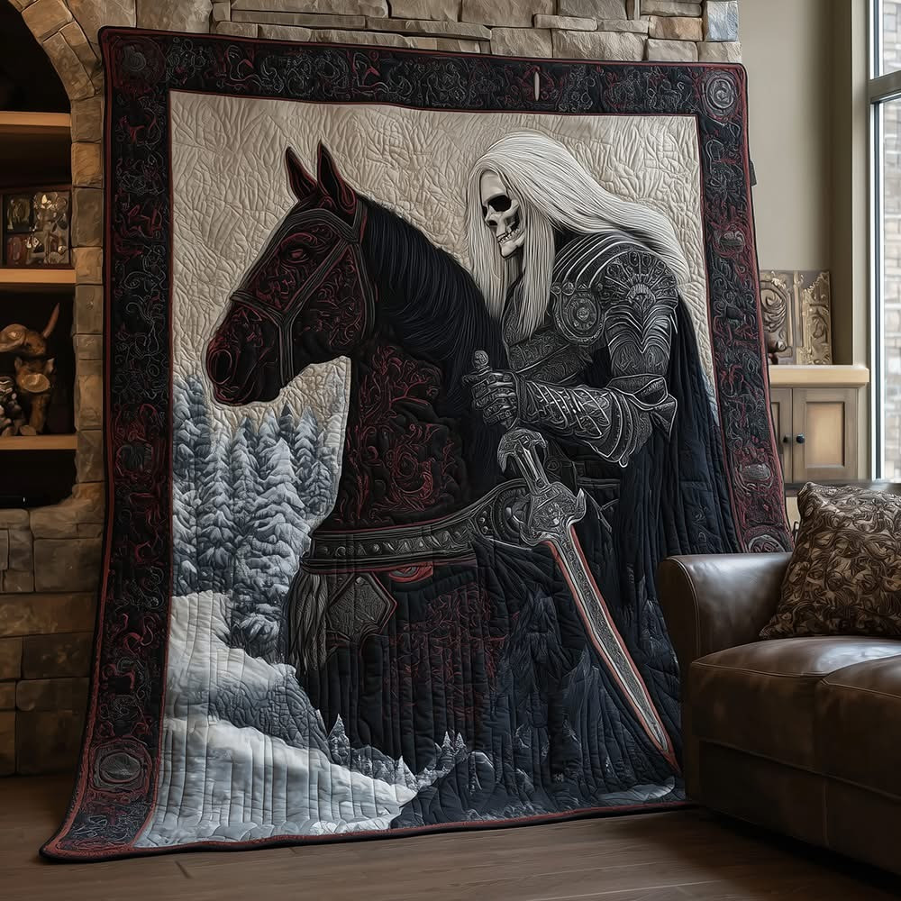 Skull And Horse Quilted Blanket Awesome Christmas Items Ideas For Skull Lovers - Tradiviet