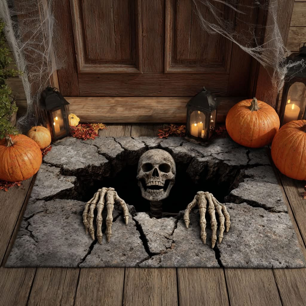 Skull Eternal Grasp Halloween Doormat 3D Skeleton Breakout Forsaken Reach Front Door Mat - Tradiviet