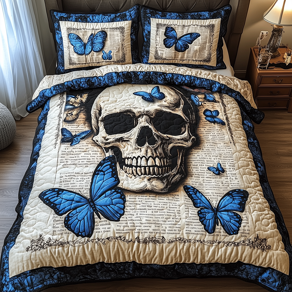 Skull Quilted Bedding Set Skull Home Aura Gift For Skull Friends - Tradiviet