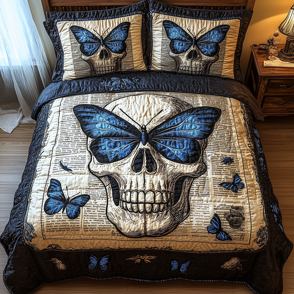 Skull Quilted Bedding Set Skull Home Backdrop Gift For Skull Dad - Tradiviet