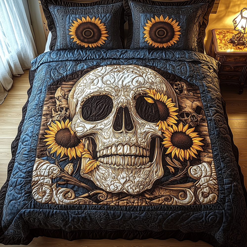 Skull Quilted Bedding Set Skull Home Bedroom Gift For Skull - Tradiviet