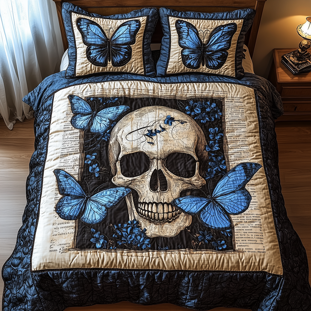 Skull Quilted Bedding Set Skull Home Houseware Gift For Skull Husband - Tradiviet