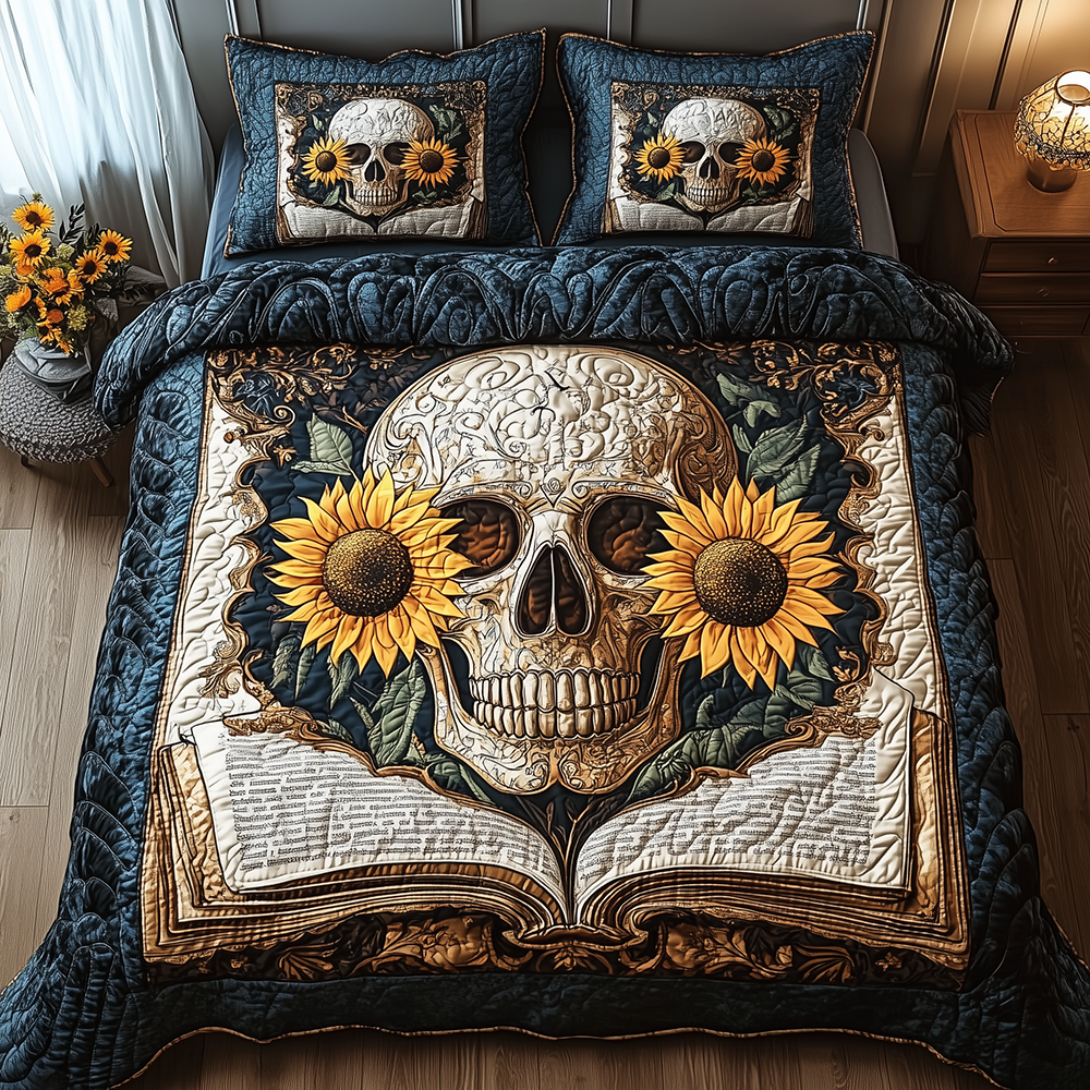 Skull Quilted Bedding Set Skull Home Nautical Gift For Skull Brother - Tradiviet
