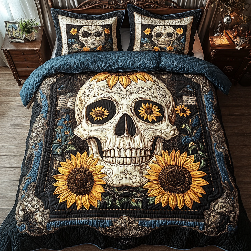 Skull Quilted Bedding Set Skull Home Nest Gift For Skull Fans - Tradiviet