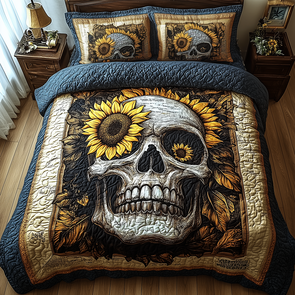 Skull Quilted Bedding Set Skull Home Peace Gift For Skull Family - Tradiviet