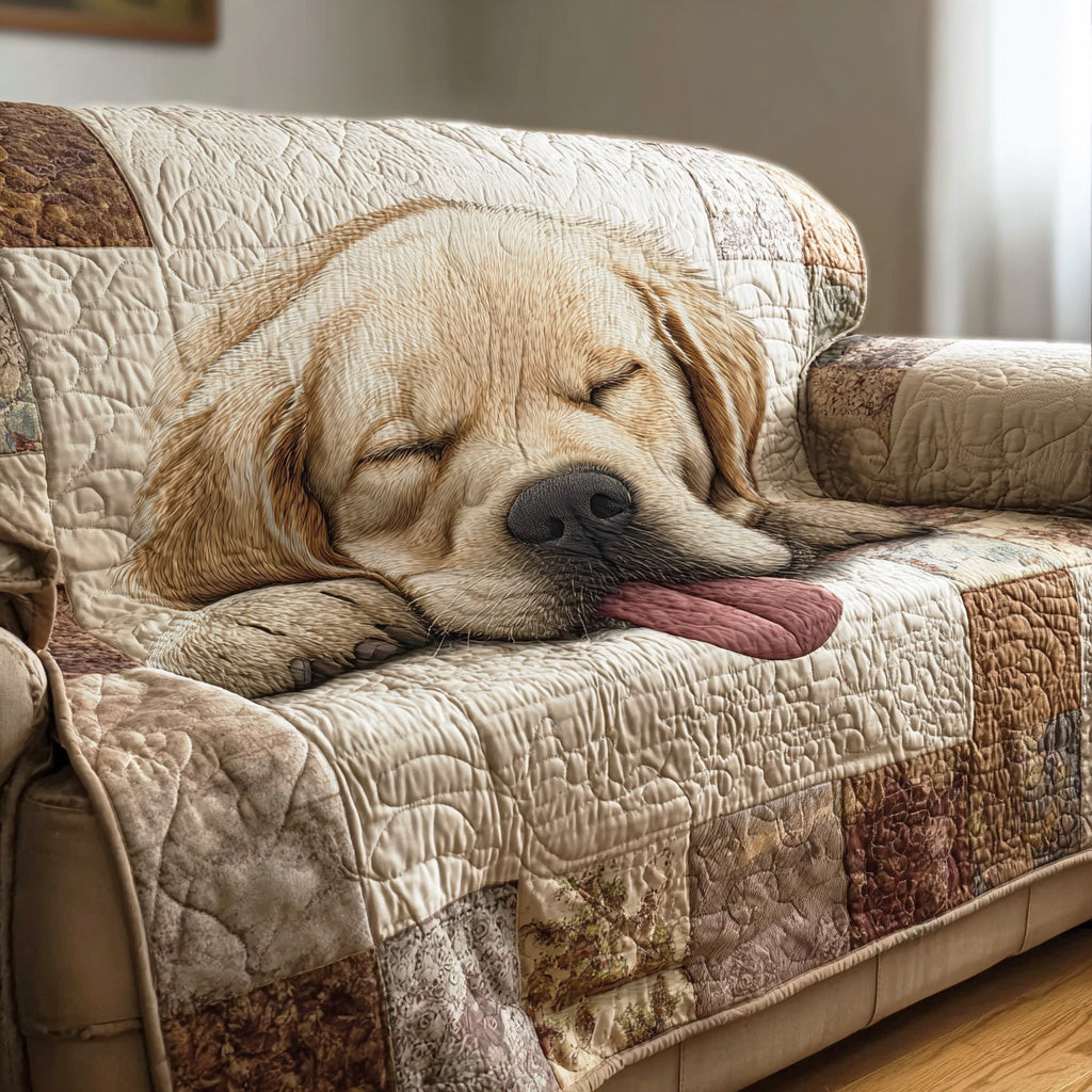 Sleeping Sunshine Quilted Sofa Cover Indoor Decor Perfect Gift For Dog Lovers - Tradiviet