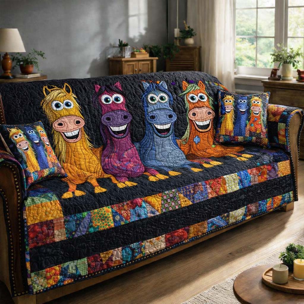 Smiling Stable Crew Quilted Sofa Cover Cozy Home Couch Cover Best Home Decor Gifts - Tradiviet