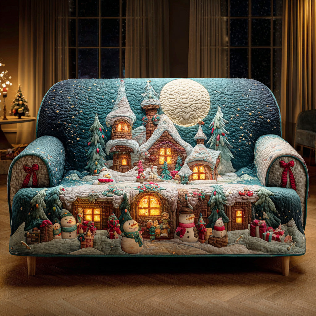 Snowflake Wonder Realm Quilted Sofa Cover Christmas Home Decor Christmas Gift Ideas - Tradiviet