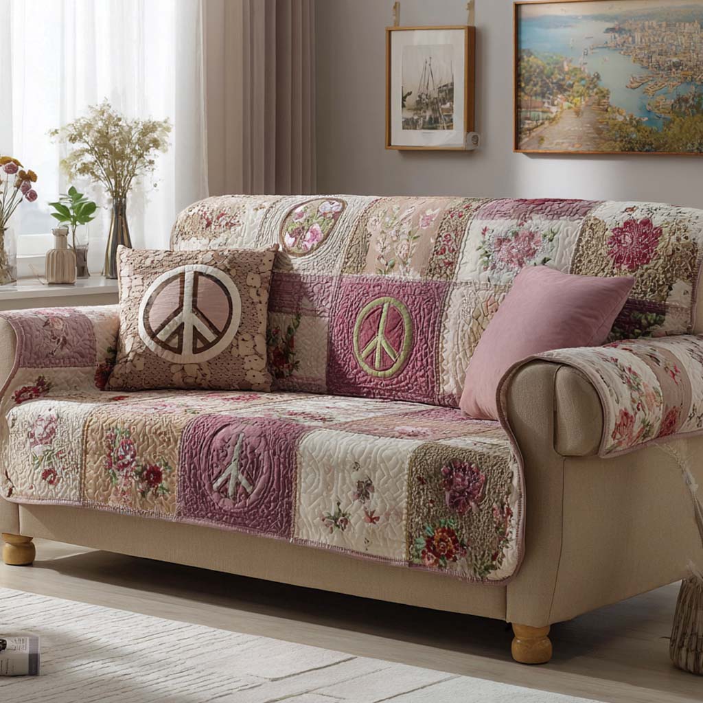 Soft Blush Tranquility Quilted Sofa Cover Room Room Decor Ideas Cozy Living Gift Ideas - Tradiviet