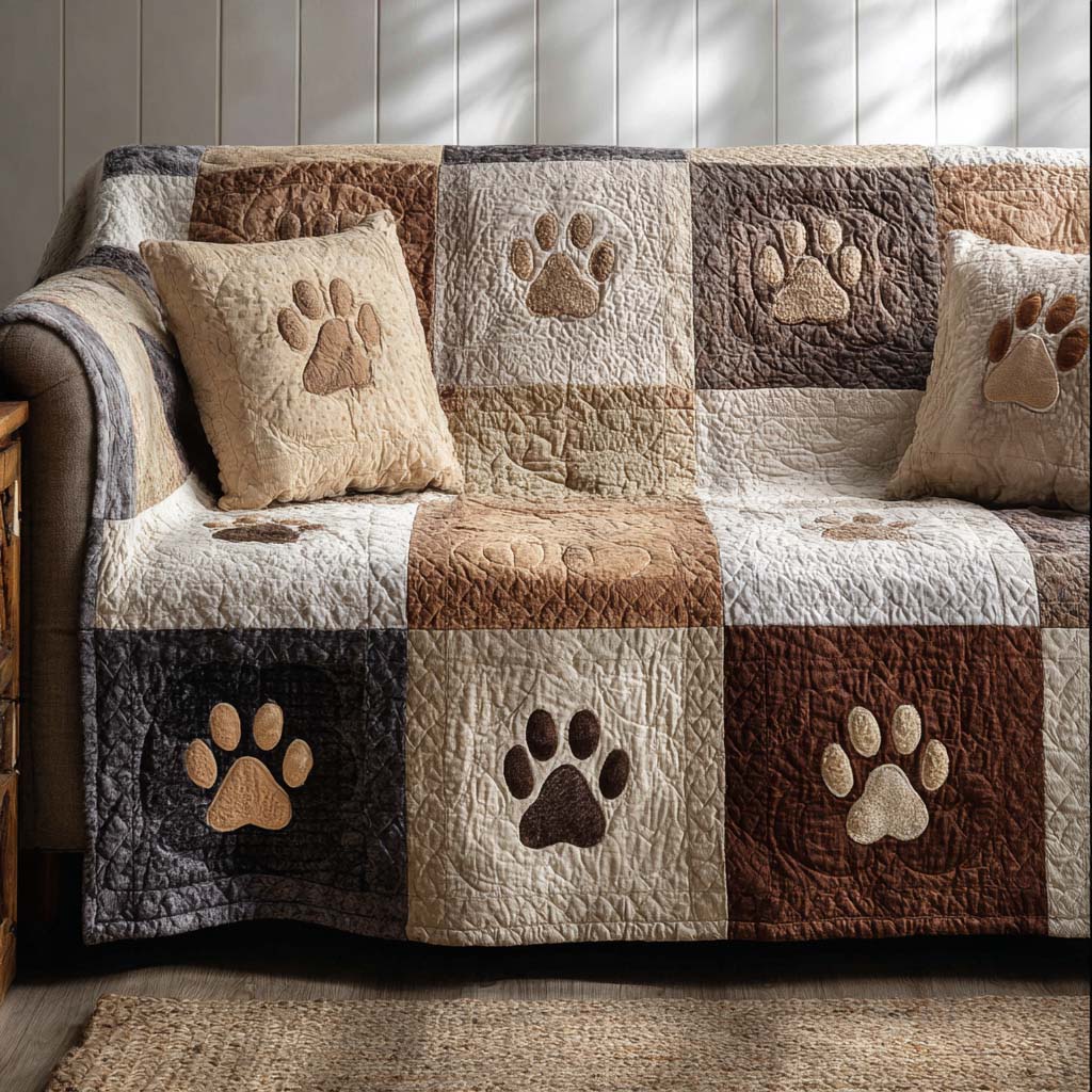 Soft Companions Quilted Sofa Cover Rustic Home Room Decor Gift For Cozy Spaces - Tradiviet