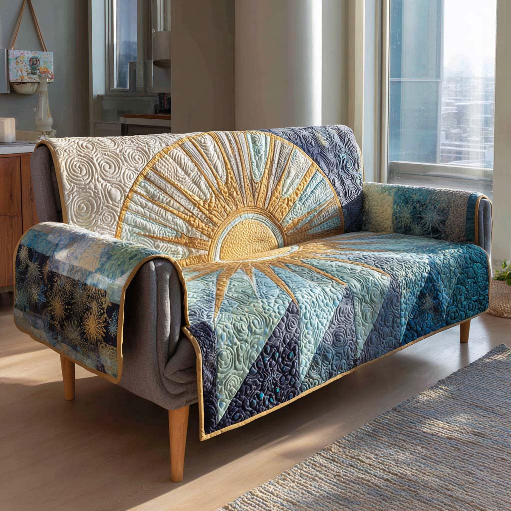Soft Coral Sunflare Quilted Sofa Cover Home Decorattions Perfect Mother' Day Gifts - Tradiviet