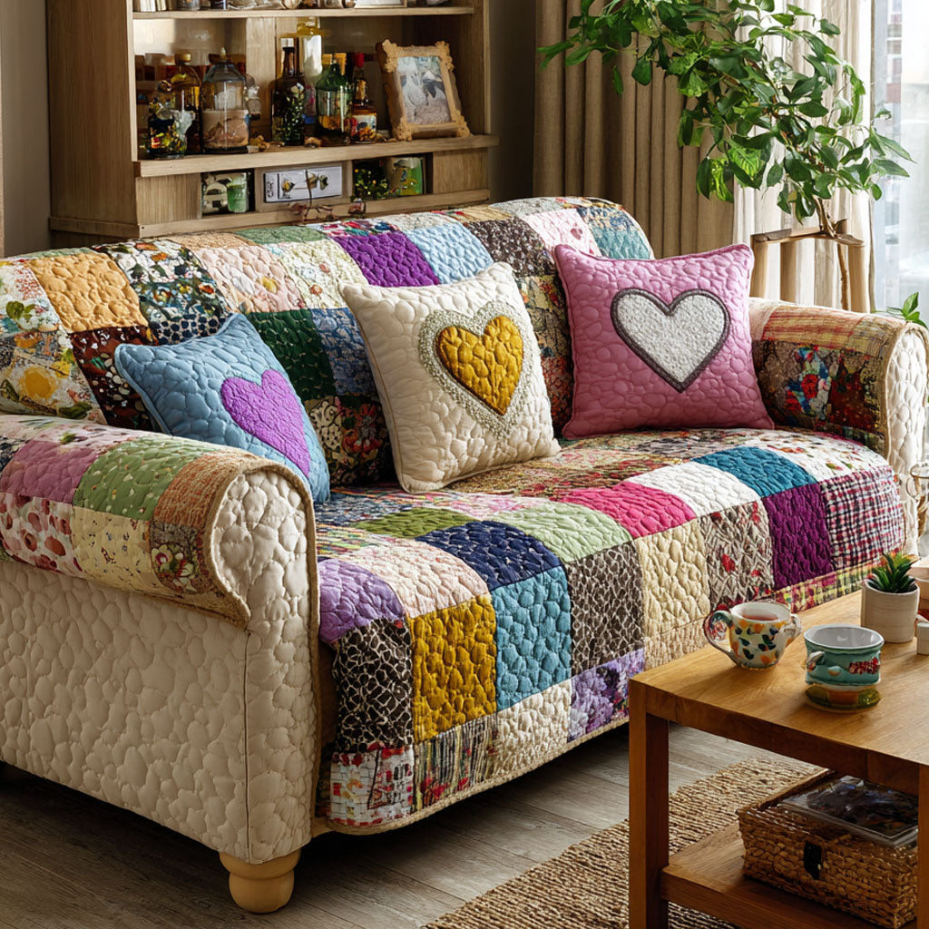 Soft Garden Quilted Sofa Cover Room Decor Ideas Present For Home Lovers - Tradiviet