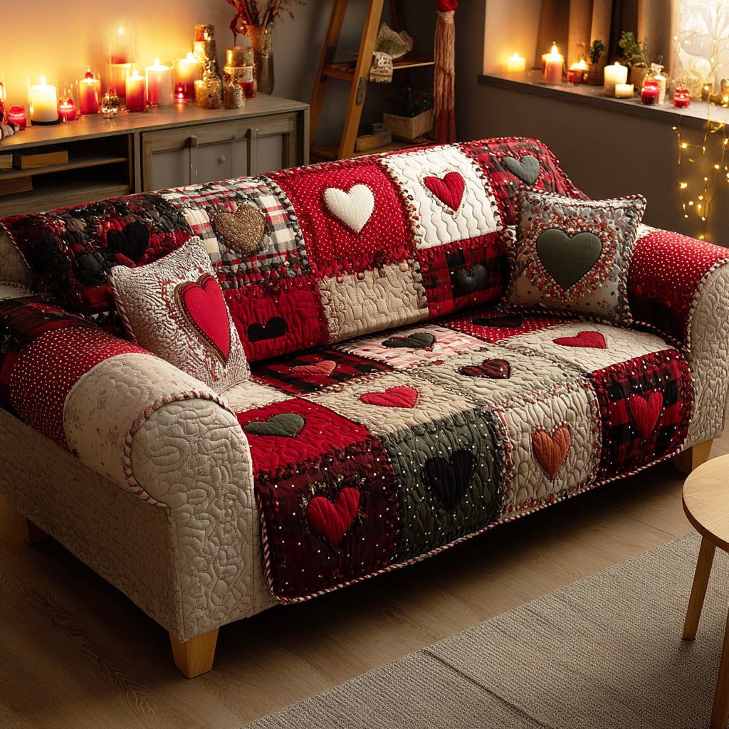 Soft Heart Quilted Sofa Cover Minimalist Home Room Decor Gifts For Home Decor - Tradiviet
