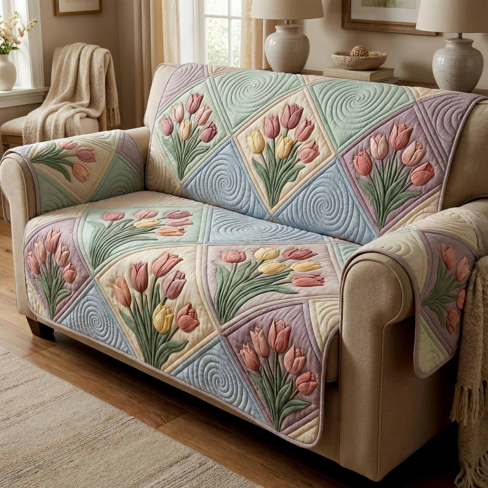 Soft Meadow Quilted Sofa Cover Nice Sofa Covers Mothers Birthday Gifts - Tradiviet