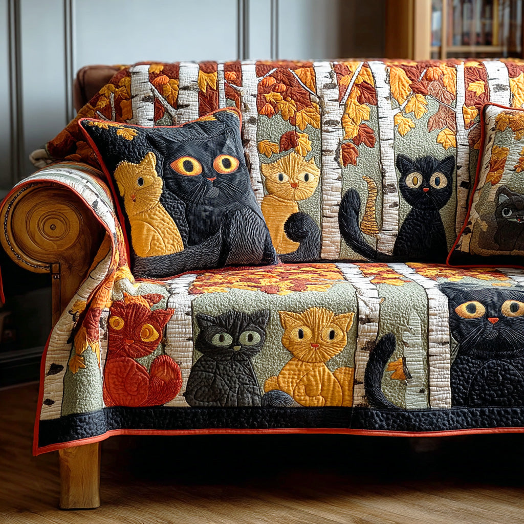 Soft Meow Quilted Sofa Cover Unique Room Decor Home Gifts For Her - Tradiviet